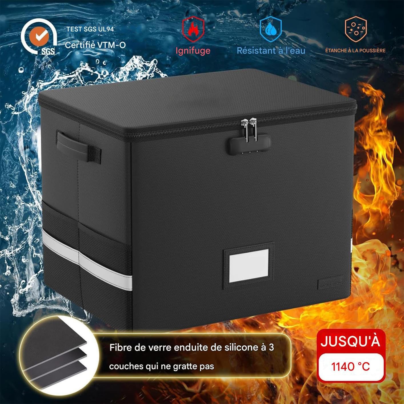 Pudełko do winyli organizer dokumentów, torba, ognioodporna i wodoodporna | Ognioodporny Wodoodporny Wytrzymały Organizer Na Ponad 150 Płyt Winylowych 30 Cm Przenośna walizka na książki, płyty , U