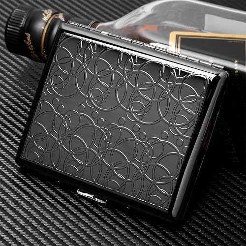 Miniatura 5 de Goshentech Retro caso, metal plateado metálico brillante negro, capacidad 20 para 3.937 in doble cara resorte clip abierto bolsillo titular (negro)