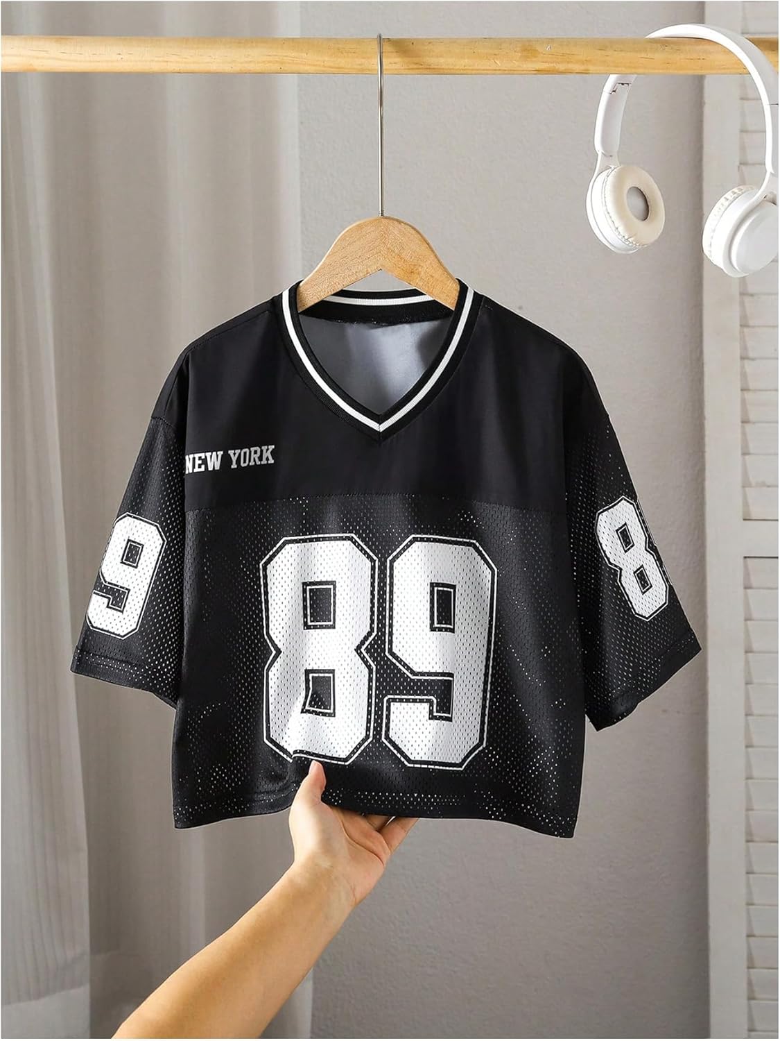 Girl's Jersey Shirts Number Graphic Tees Half Sleeve Hip Hop Y2k Crop Tops Football Jersey - Image 3