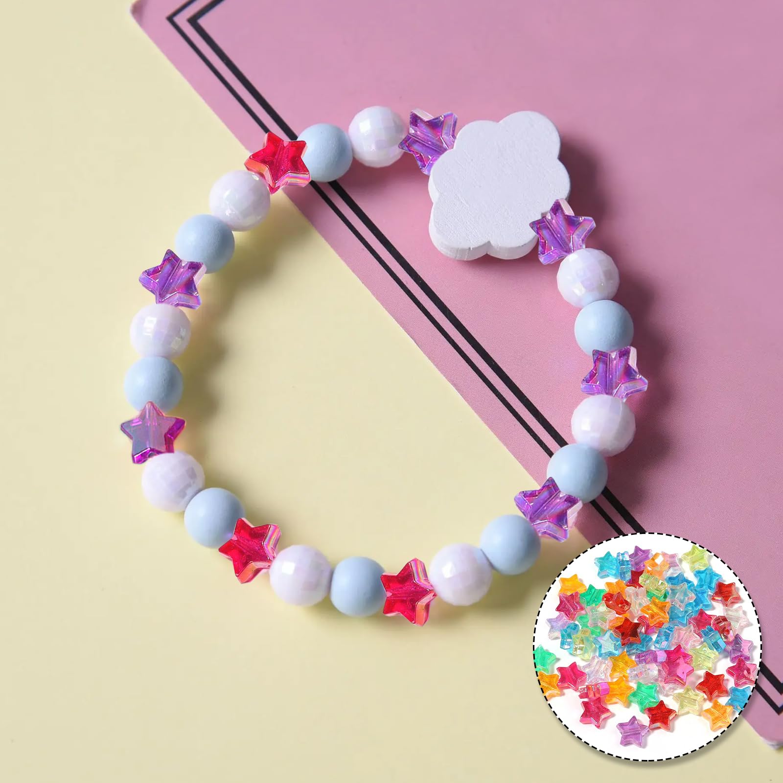 200 Stück Glitzer-Stern- & Herzperlen – 10mm, Bunt, Für DIY-Schmuck & Bastelprojekte