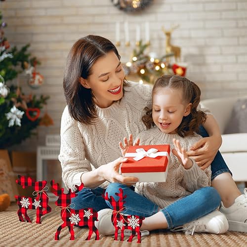 Miniatura 8 de 3 piezas de decoración navideña de renos, decoración rústica de mesa navideña para el hogar, centro de mesa de granja, decoración de bandeja