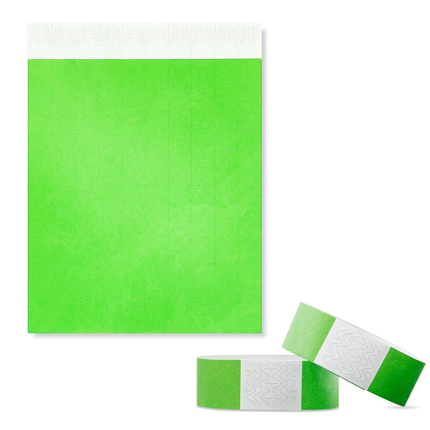 100 unidades de pulseras de entrada, resistentes al agua, para control y seguridad en eventos y eventos, 19 x 255 mm (Verde)