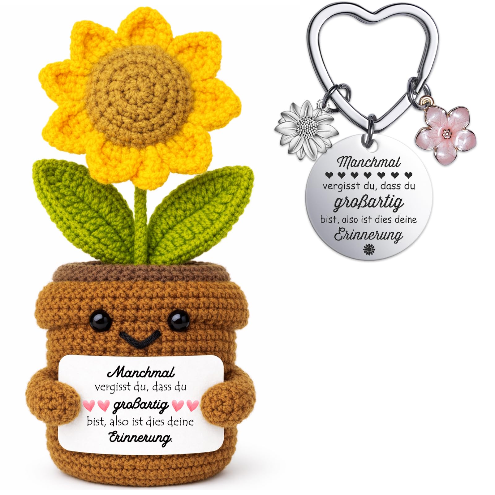 Farbeele Geschenke für Frauen, MutmacherGeschenk, Gute Besserung, Geburtstagsgeschenk für Mama, Freundin, Schwester, Ehefrau, Positive Figur mit Glücksbringer Schlüsselanhänger