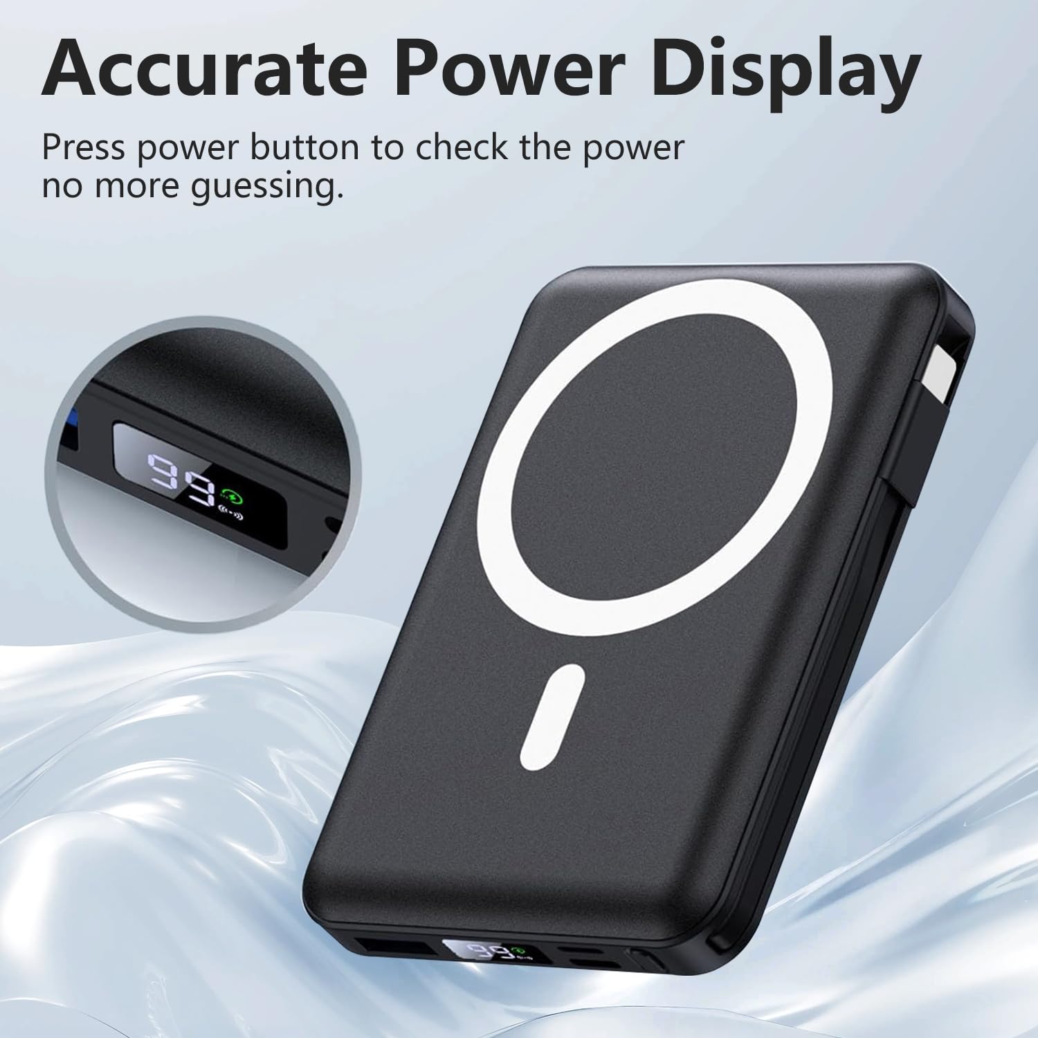 Yiisonger per Magsafe Powerbank 10000mAh, Caricatore Portatile Magnetico Wireless 22,5W, Ricarica Rapida con Display LED e cavo di ricarica USB-C/Lighting per iPhone 16/15/14/13/12 Pro/Pro Max/Plus