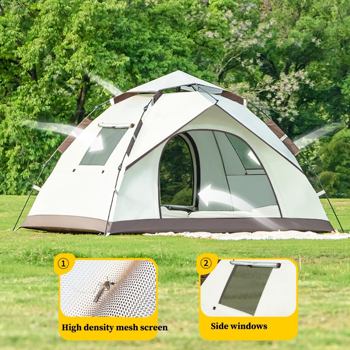 Tenda Da Spiaggia Pop Up Tenda Da Campeggio Automatica 2 Posti/3 Posti Con Finestra A Rete Per Il Campeggio Della Famiglia,Tende Zaino In Spalla,Facile Da Installare Tenda Per Escursioni (Color : /Kh