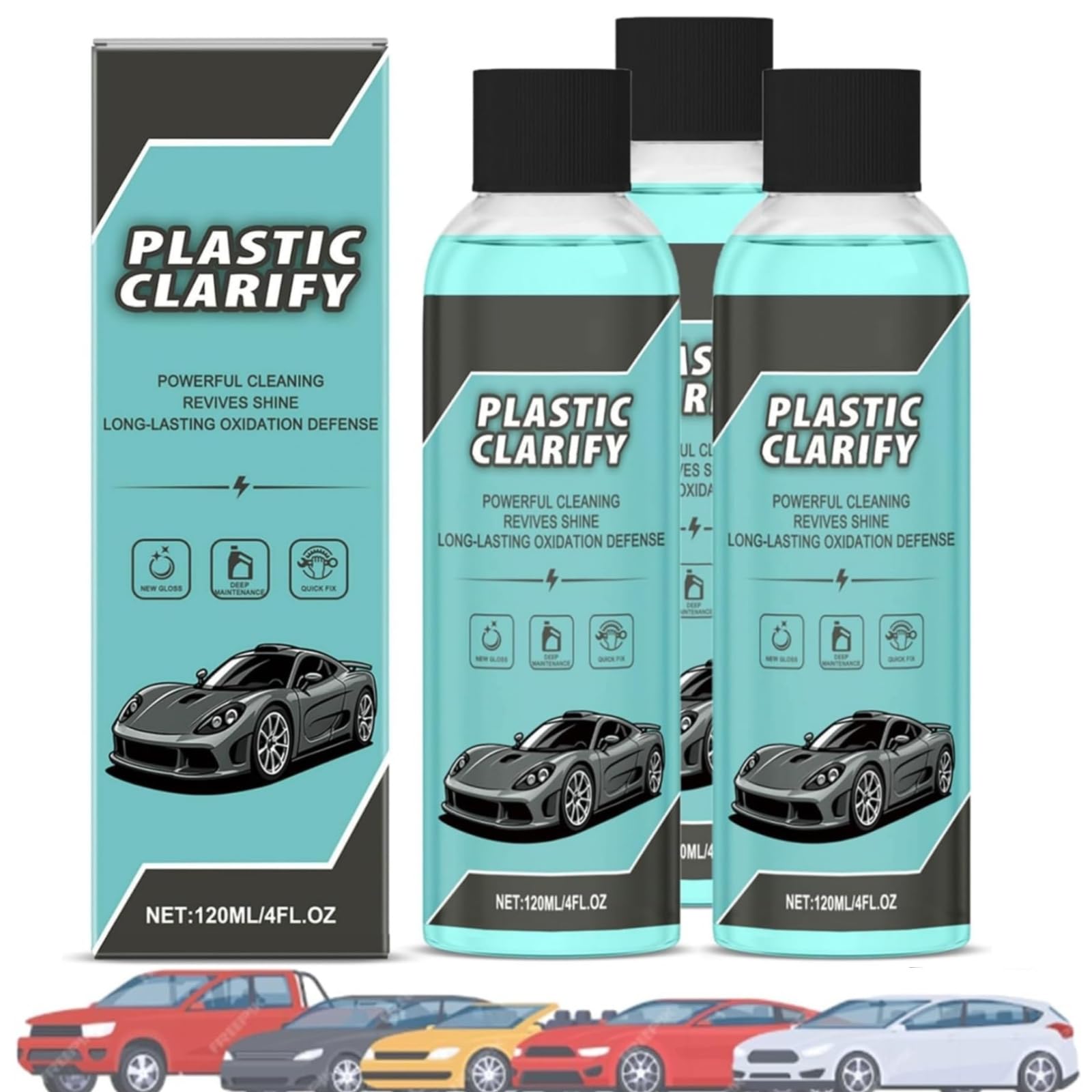 Plastic Clarify for Cars - Waterless Spray Wax & Restorer for Interior & Outside - Revives Faded Trim, Dashboard & Rubber with UV Protection