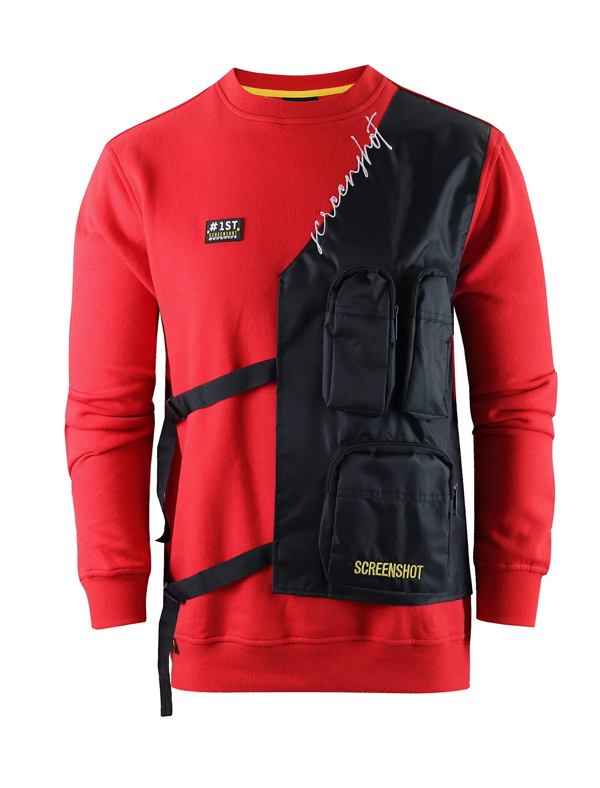 SCREENSHOTMens Urban NYC Graffiti Hip Hop Fleece Pullover Active Fashion Crew Neck Sweatshirt Top