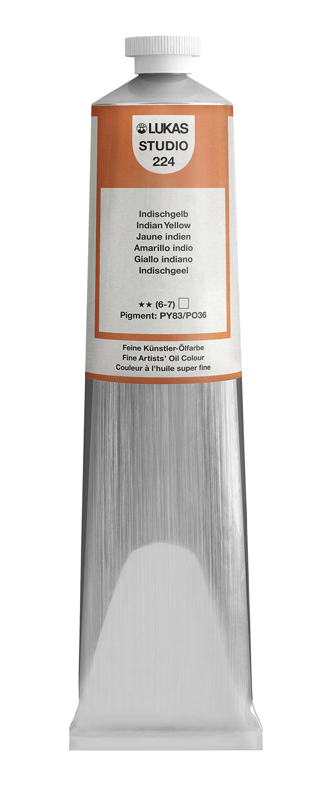 Lukas Studio Artist Oil Color Paints - High-pigment oil paint made with natural binder for artist, painting, & more! - [Indian Yellow - 200 mL]
