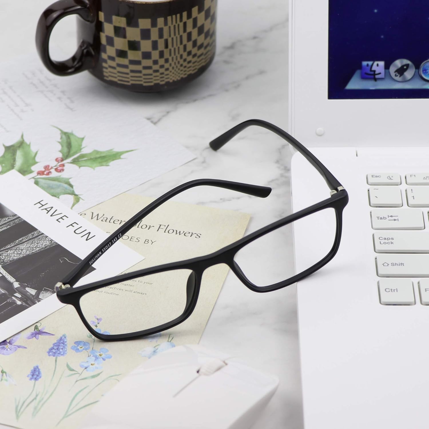 VisionGlobal Blue Light Blocking Computer Glasses, Reading Glasses for Men/Women, Stylish Square Frame, Anti Glare