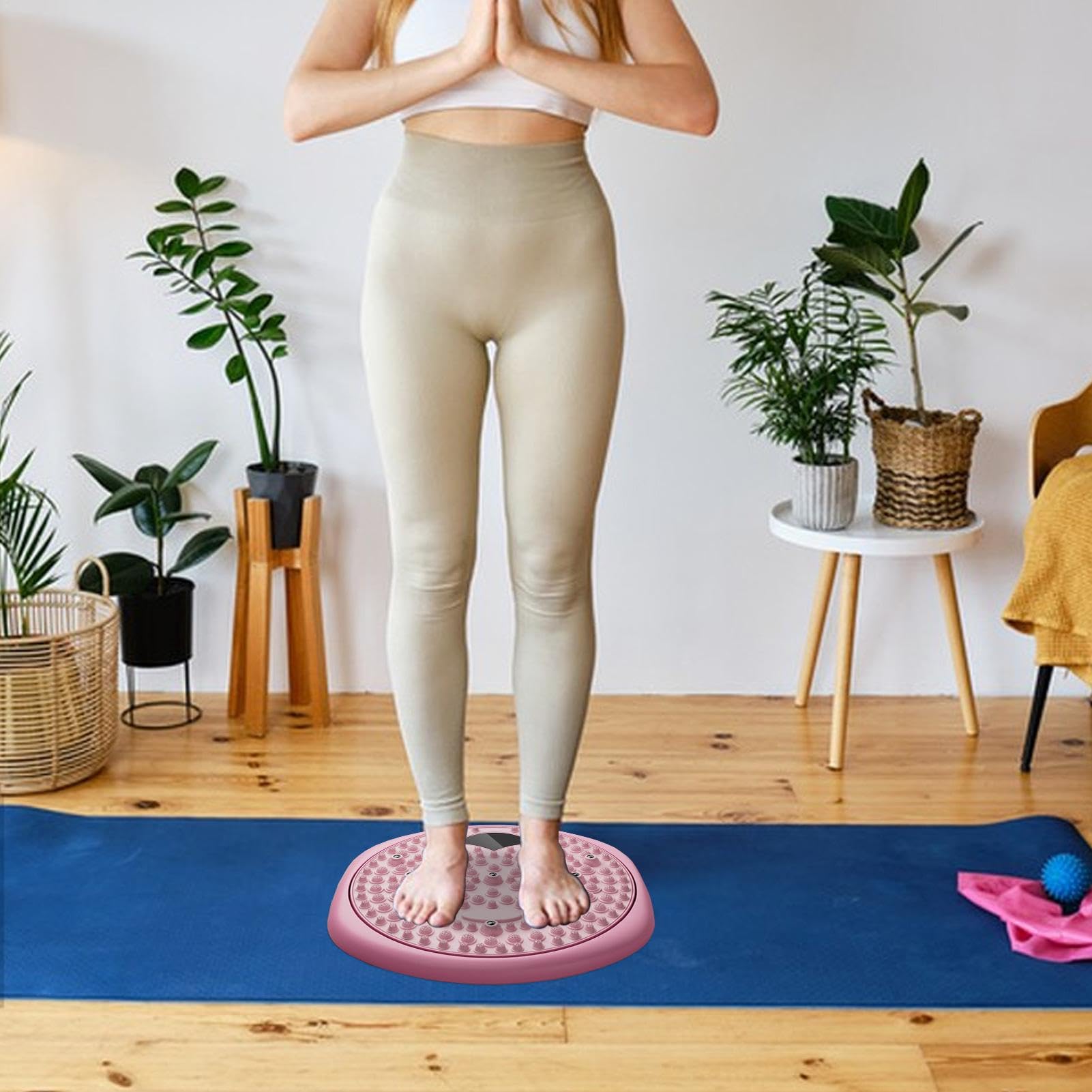 Fußreflexzonenmassagegerät, Fußdruckmassagegerät Druckpunktkissen 2 in 1 Rundes Kissen zur Entlastung des Fußes, Yogamatte für Felsenfuß mit Mag