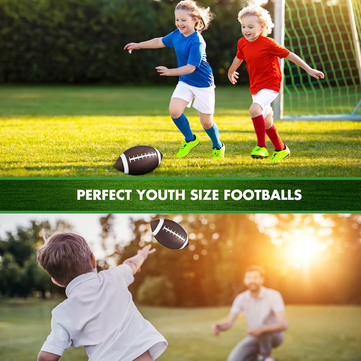 Jerify 9 Inch Rubber Footballs Inflatable Football Bulk for Kids Comfortable Grip for Junior Youth Toddler Outdoor Playground