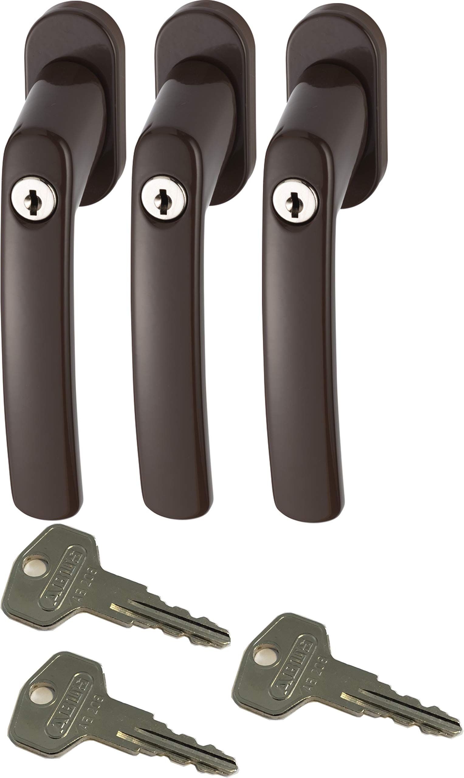 ABUS FG200 B SB abschließbarer Fenstergriff, braun im Set 3 Stück