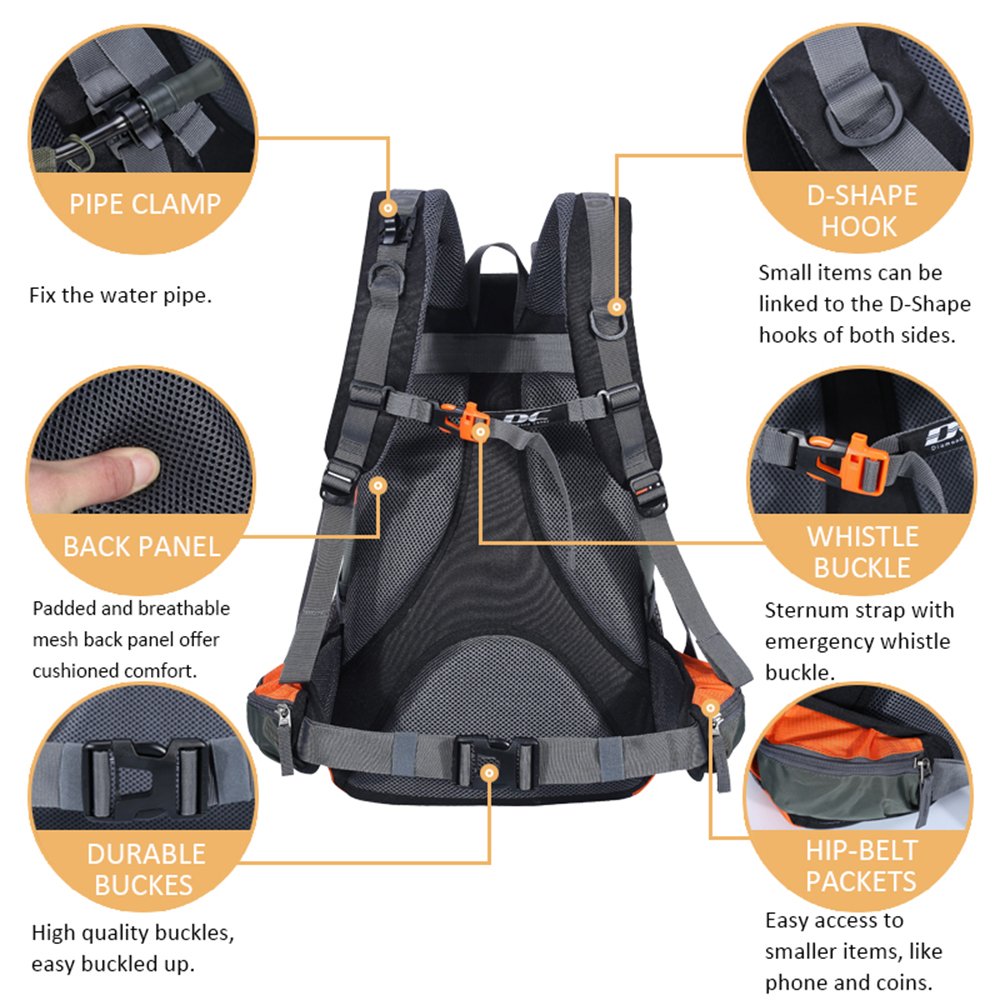 Mochila ultraligera, impermeable, ideal para senderismo, escalada, actividades en exteriores, viaje a bicicleta, montar a caballo y viajar, capacidad: 40 l, diseño Diamond Candy, color naranja, tamaño Talla única, volumen 40.0liters