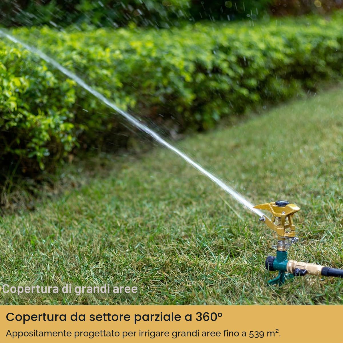 FANHAO Irrigatore a Pulsazione per Impieghi Gravosi, Irrigatore con puntale in Metallo per Irrigare Aree fino a 540 m², Copertura di un'ampia Area a 360 Gradi, Metallo Solido