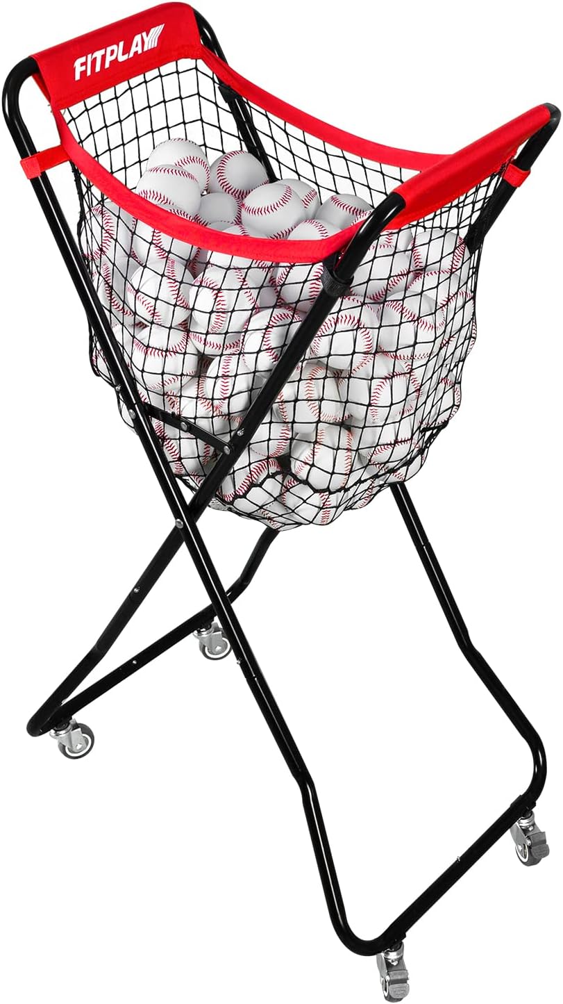 Baseball Caddy with Wheels, Holds 100+ Baseballs or 50+ Softballs, Extra Large Ball Caddy for Baseball and Softball Drills, Easy Set Up and Carrying, Ball Caddy for Outdoor/Indoor