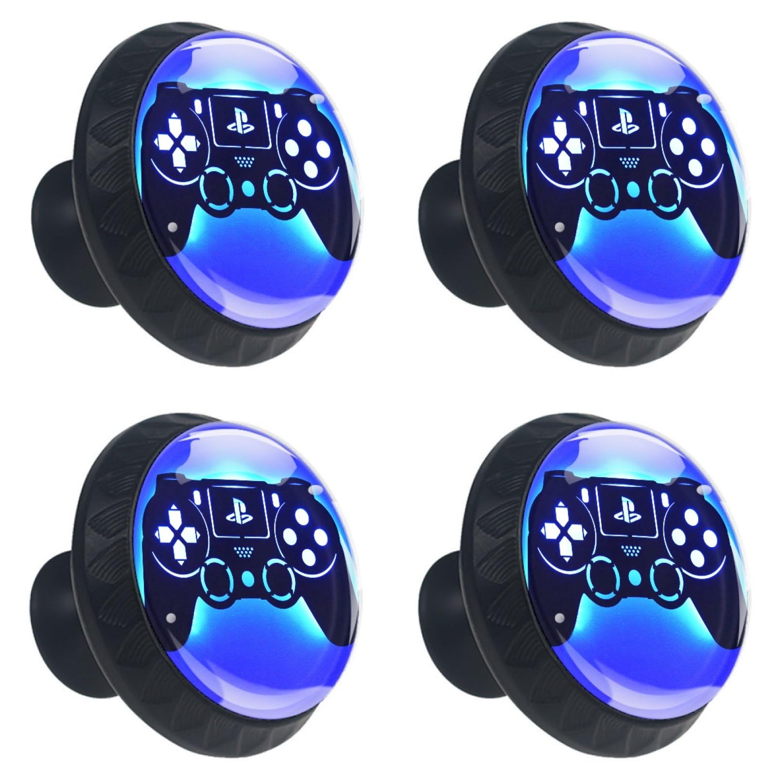 4 Pcs Cabinet Knobs Bright Cool Game Dresser Knobs for Cabinets and Drawers Single Hole Glass Round Pull Handle for Kitchen Cupboard Wardrobe Furniture Hardware Decor