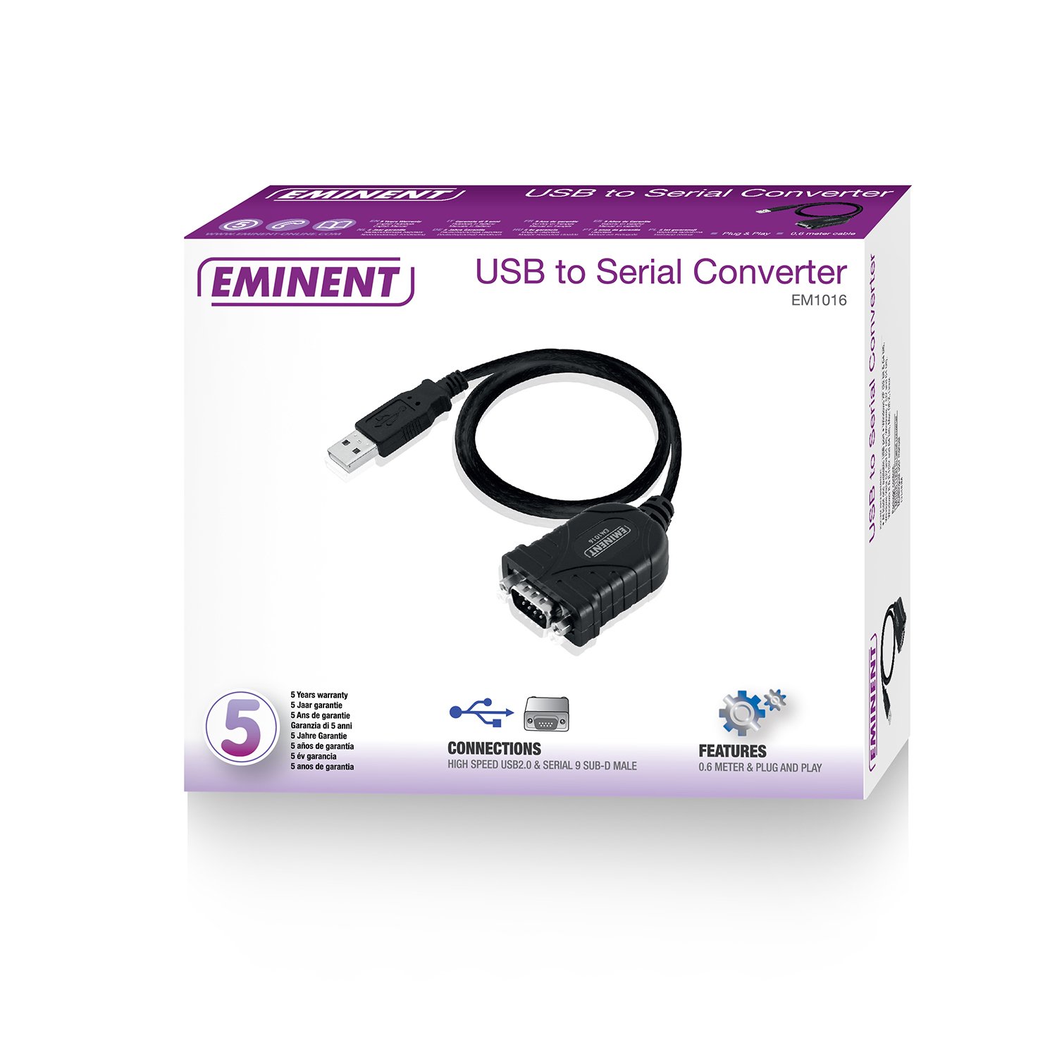 Eminent EM1016 USB auf Seriell Konverter, Hohe Leistung Schwarz