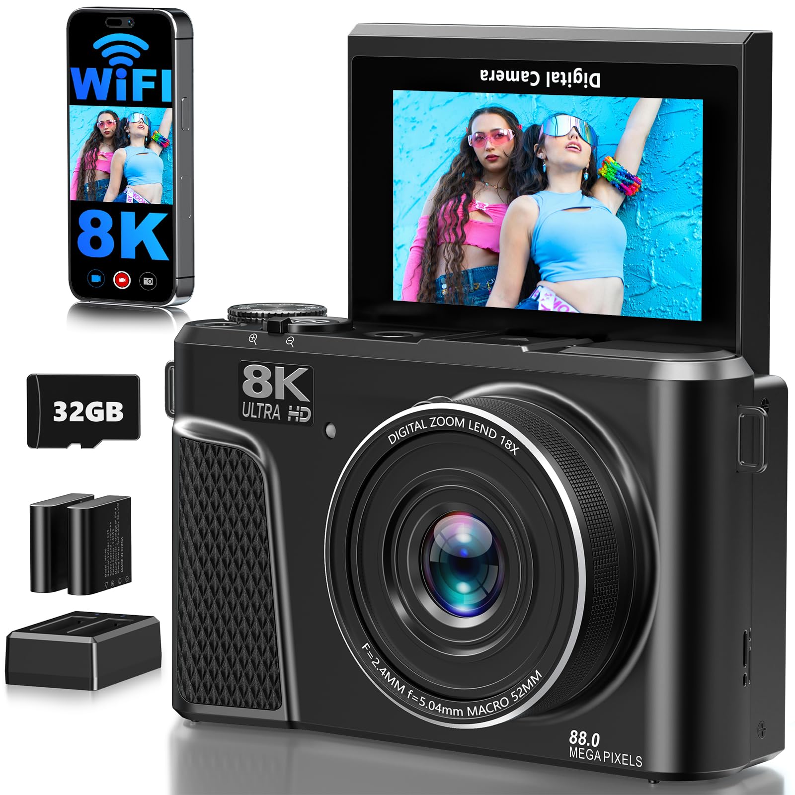 Amazon.com : 8K 88MP Digital Camera for Photography Vlogging
