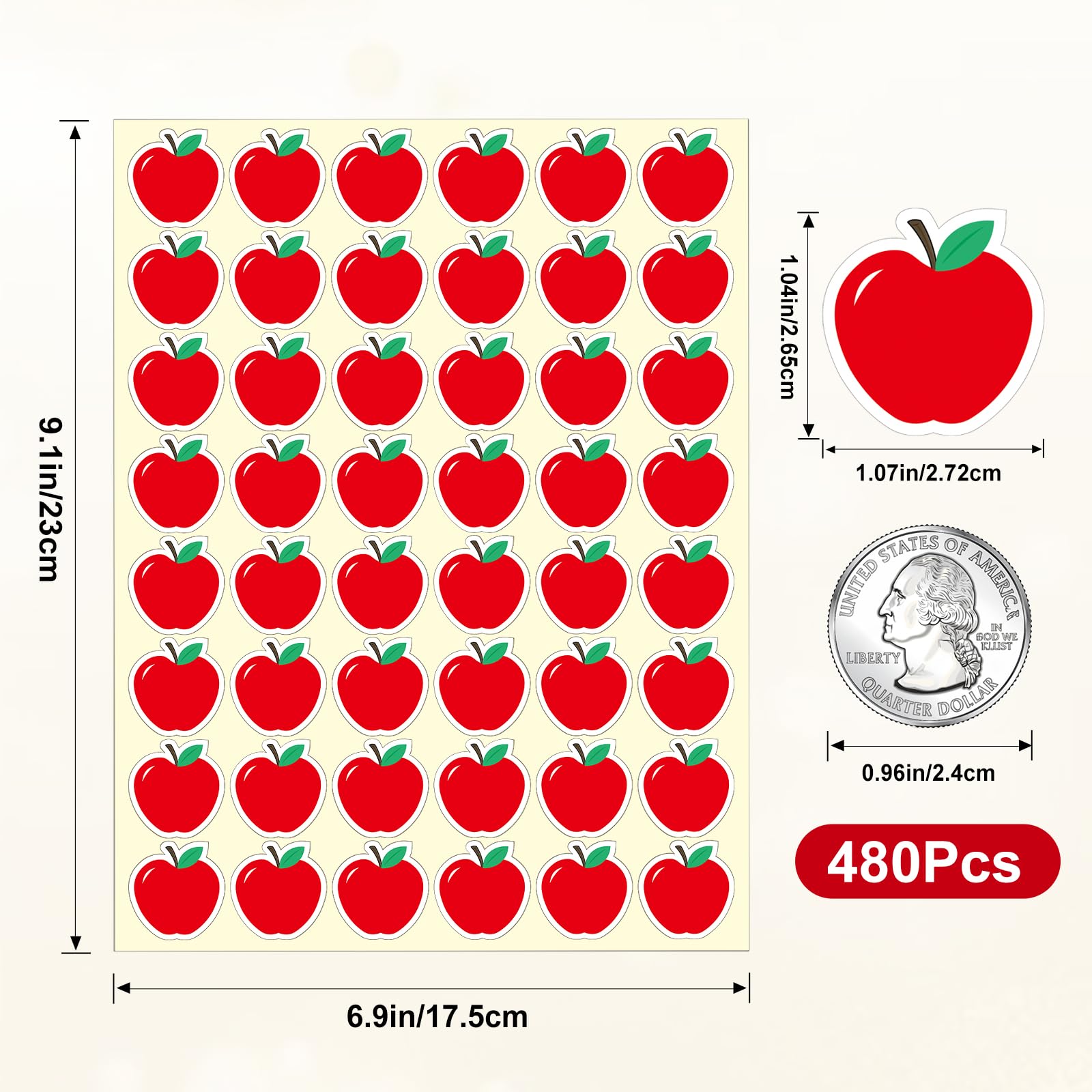 Snapklik.com : Apple Stickers - Red Apple Shaped Stickers For Kids ...