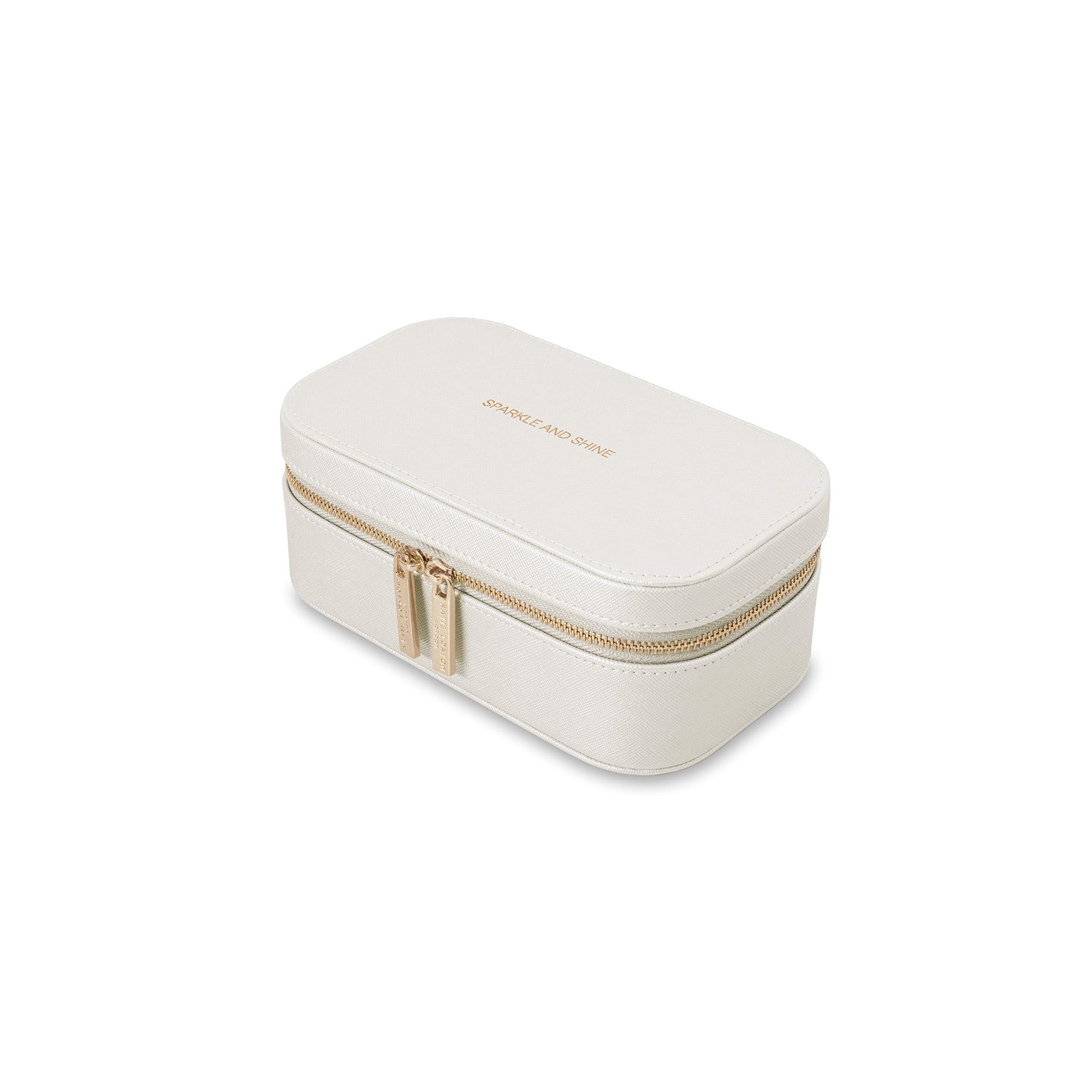 KATIE LOXTONTravel Jewellery Box With Zips - Sparkle And Shine - Metallic White