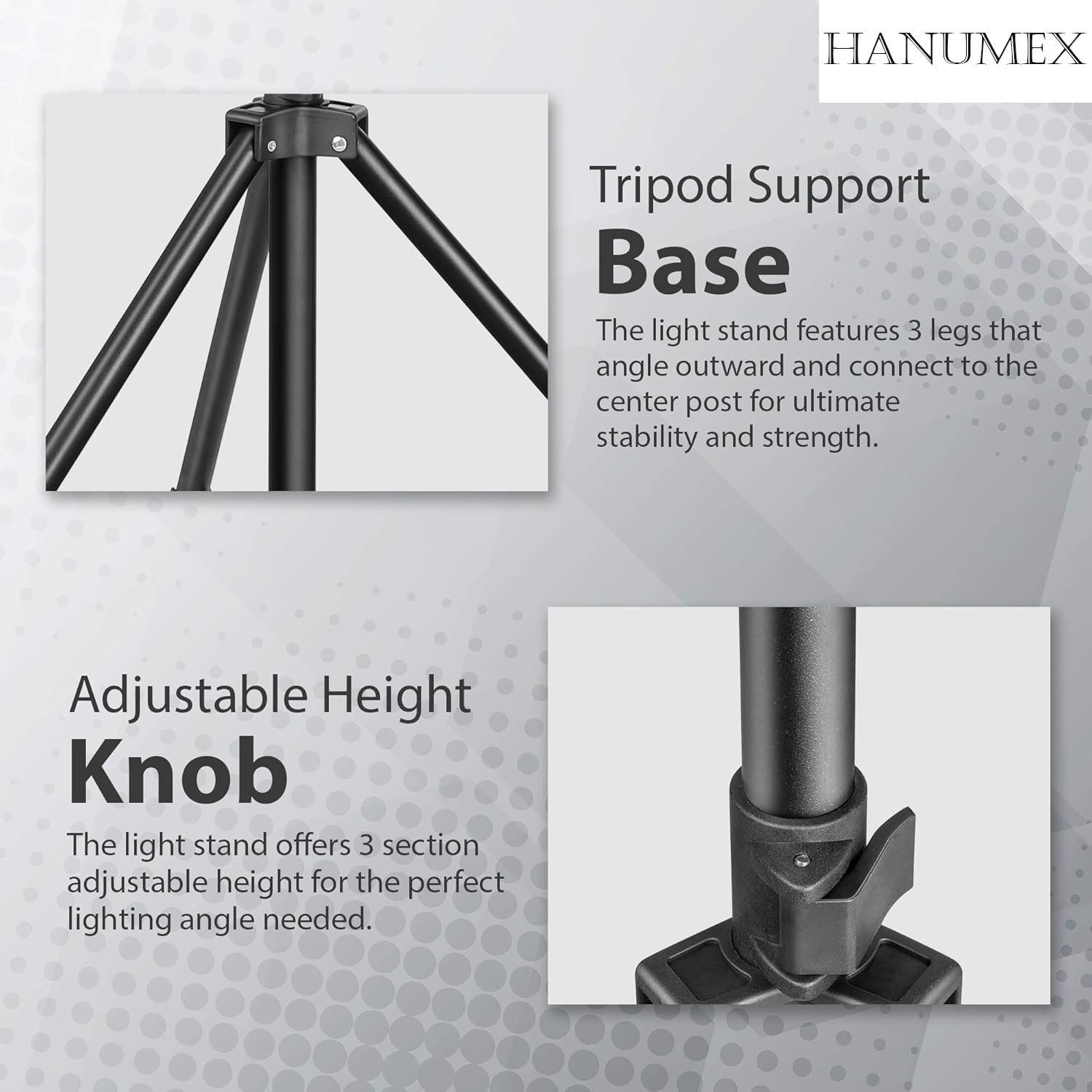 Hanumex 9FT Heavy-Duty Portable Light Stand – Adjustable Tripod for Ring Light, Softbox, Reflector, Flash, Diffuser & Studio Lighting – Perfect for Indoor/Outdoor Photography & Video Shoots 4