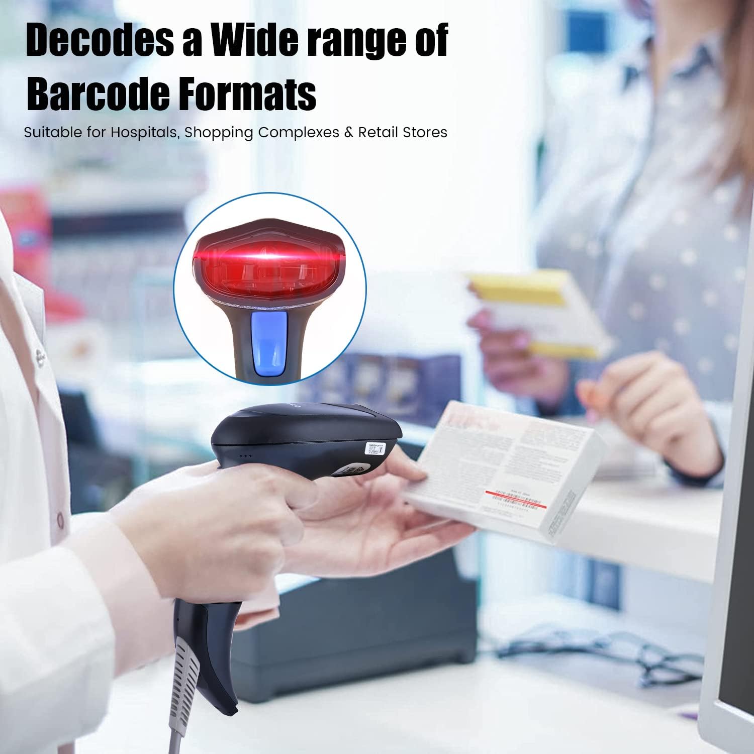 Datalogic QuickScan Lite QW2100 1D Laser Negro Handheld bar code reader - Lector de código barras (1D, Laser, EAN 5,EAN-13,EAN-8,GS1-128 (UCC/EAN-128), 400 lecturas/s, 650 nm, -45-45°)