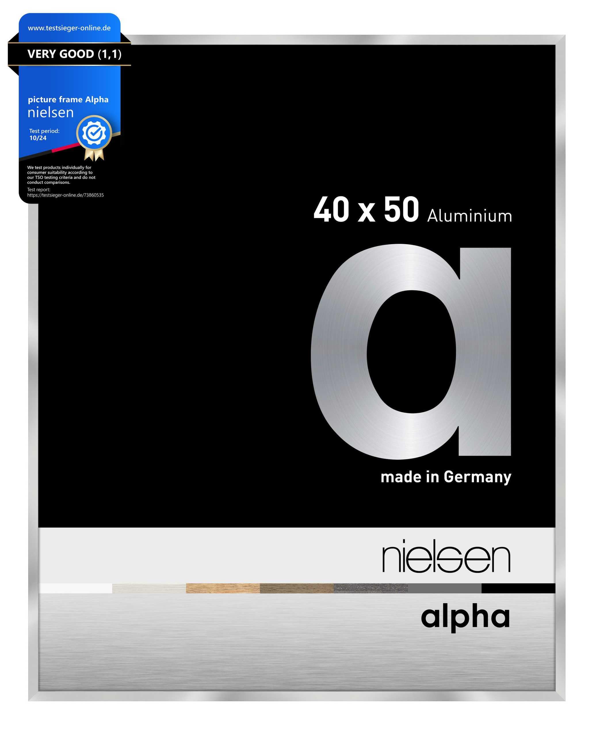 Nielsen Alpha Aluminium Picture Frame With Glass Front Silver Size 40 X 50Cm