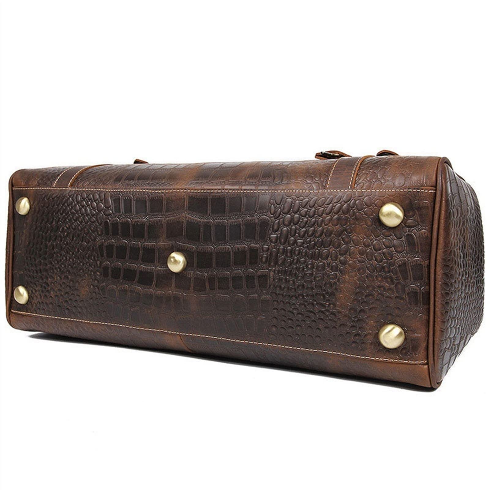 Hombre Bolso de Viaje de Equipaje Fin de Semana, Cuero Viaje Duffel Patrón de cocodrilo Unisex Casual Equipaje Bolso Gimnasio Deportes Pernocte Fin de semana Retro Lleve en la bolsa Marrón Bolsa para