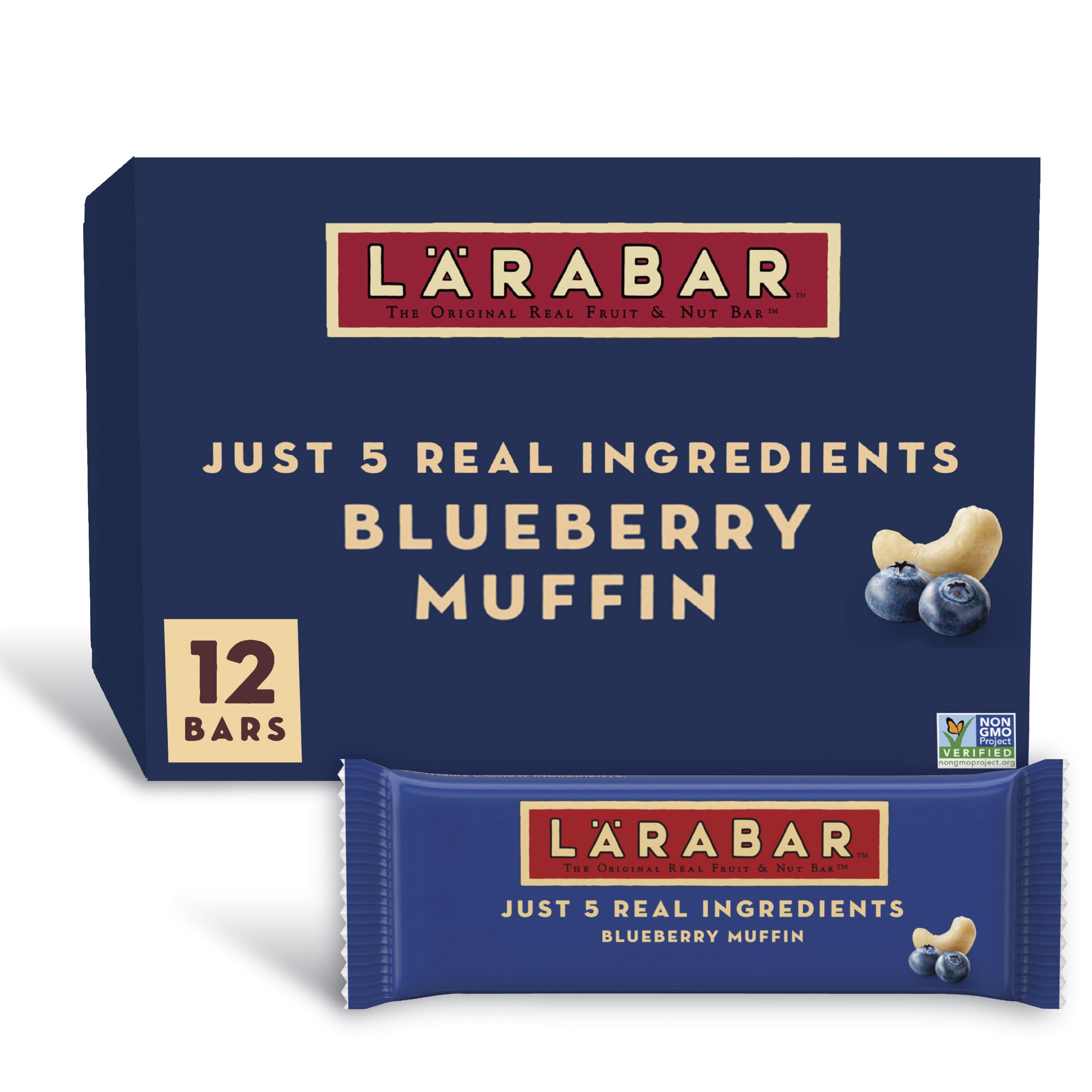Larabar Blueberry Muffin Lot de 12 barres de fruits et de noix sans gluten, végétaliennes, 45 ml
