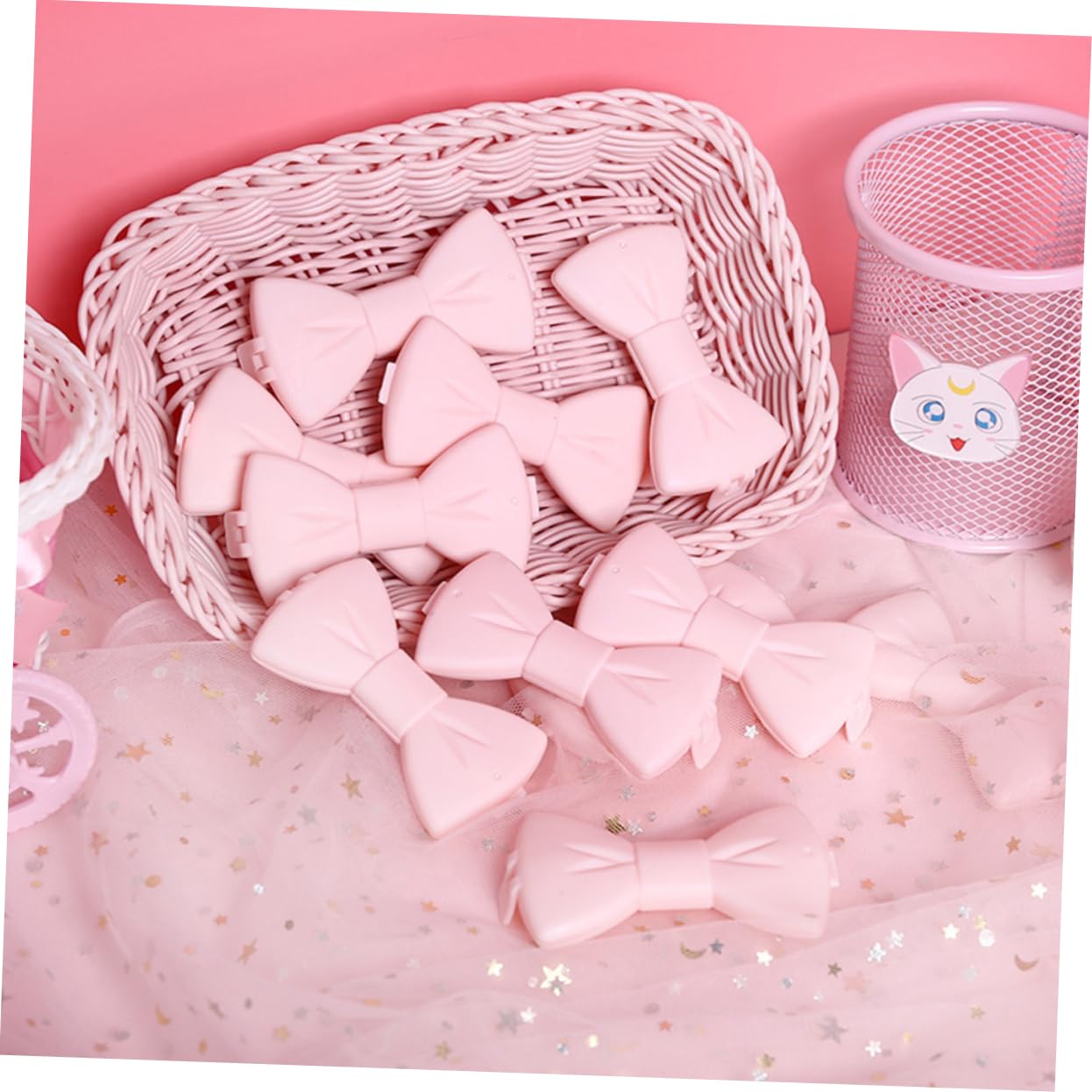 SOLUSTRE 4PCS Pack Pink Bow Knot Sealing Clips Creative Food Bag Sealers for Snacks for Oatmeal Potato Chips and More Keeps Food Fresh and Brightens Your Kitchen