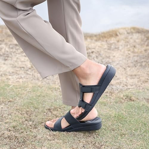 Miniatura 7 de MEGNYA Cómodas sandalias para caminar para mujer, sandalias con soporte de arco para fascitis plantar, pies planos, sandalias informales con correa