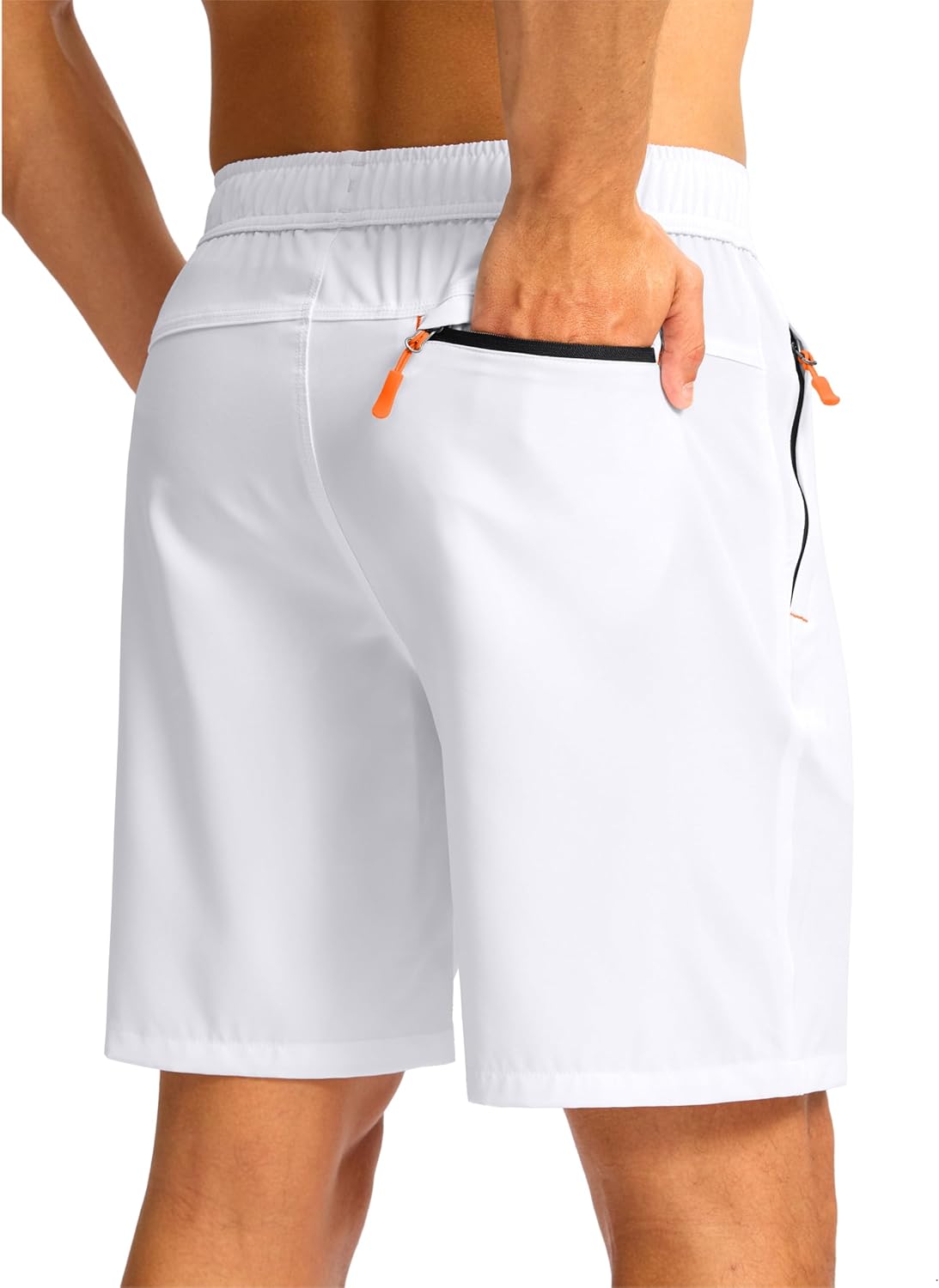 Pudolla Men's Athletic Hiking Shorts Lightweight Workout Gym Shorts for Men Outdoor Casual Travel with 3 Zipper Pockets