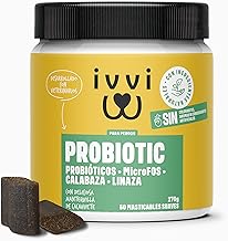ivvi - Probiotic- Digestive Wellness Dog Food Supplement - Probiotics, Pumpkin, Oats, Flax Seeds & Pumpkin - 60 Delicious Vegetarian Treats, 270 g