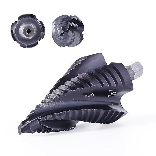 Broca escalonada de cobalto con cuatro espirales de flauta, 14"-1-18" M35, resistente al desgaste, revestimiento AlTiN, vástago hexagonal de 14