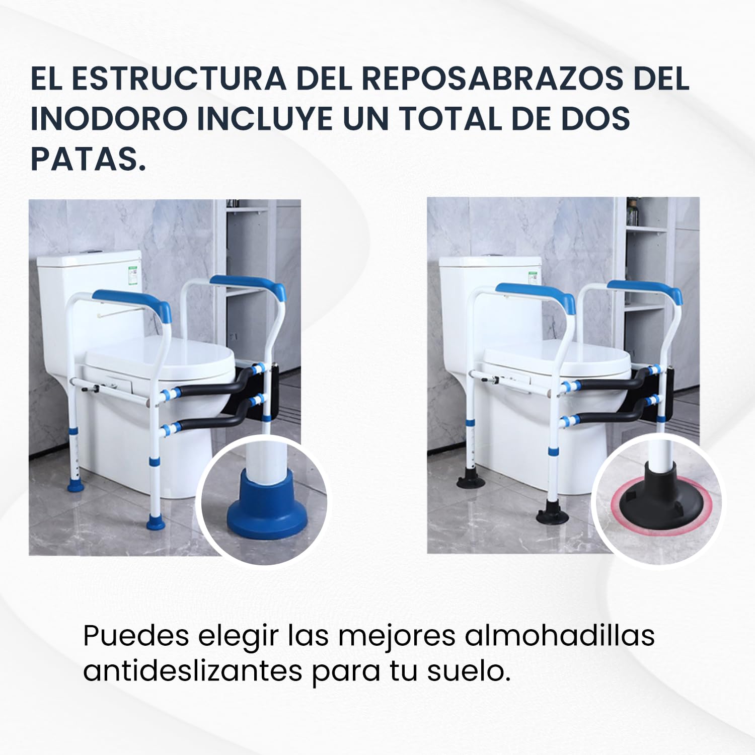 VED Barra de Seguridad para Inodoro de Acero Mejorada con Abrazadera Fijable, Asistencia para Inodoro, Barras para Discapacitados