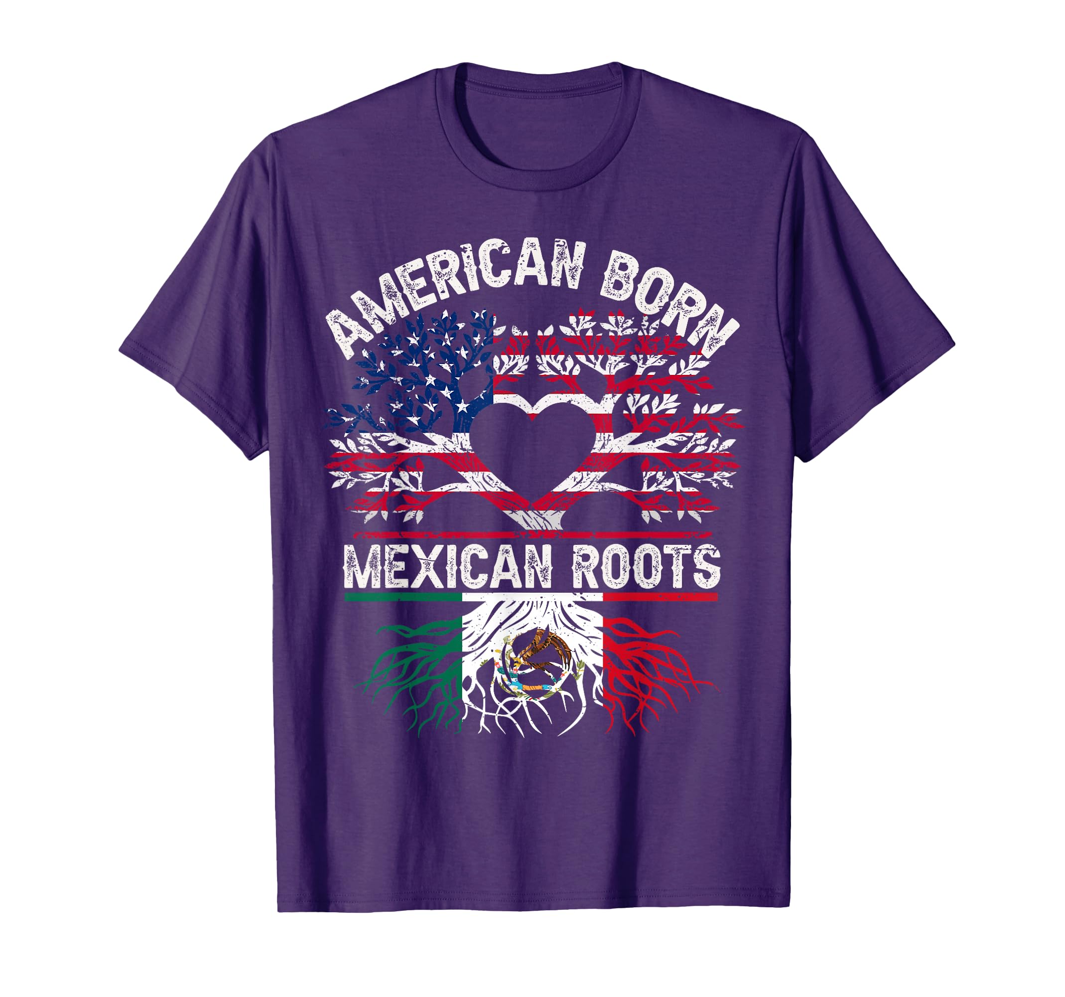American Born Mexican Roots Flag Tree Mexico USA Heritage T-Shirt