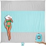 WEKAPO Beach Blanket - Sandproof Waterproof Extra Large Beach Mat | Oversized Sand-Free Lightweight Quick-Drying | Beach Vacation Essentials with Stakes & Corner Pockets (Grey, 9x10 FT)