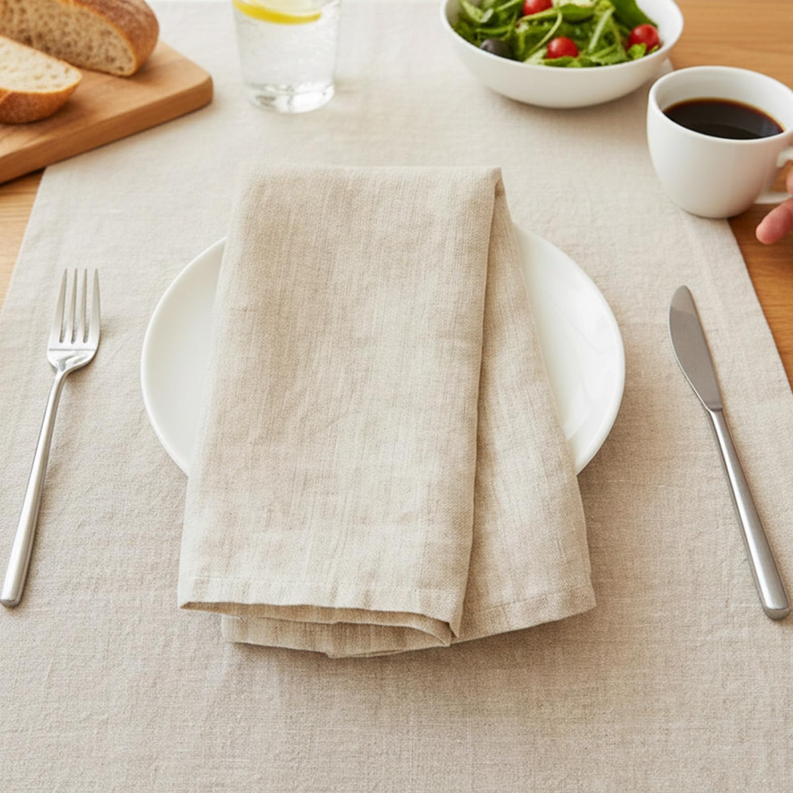 Tovaglioli da Tavola in Lino Cotone 40 x 40 cm 30 Pezzi | Assorbenti e ad Asciugatura Rapida, Lavabili, Pieghevoli per Posate, per Hotel Matrimoni Ristoranti