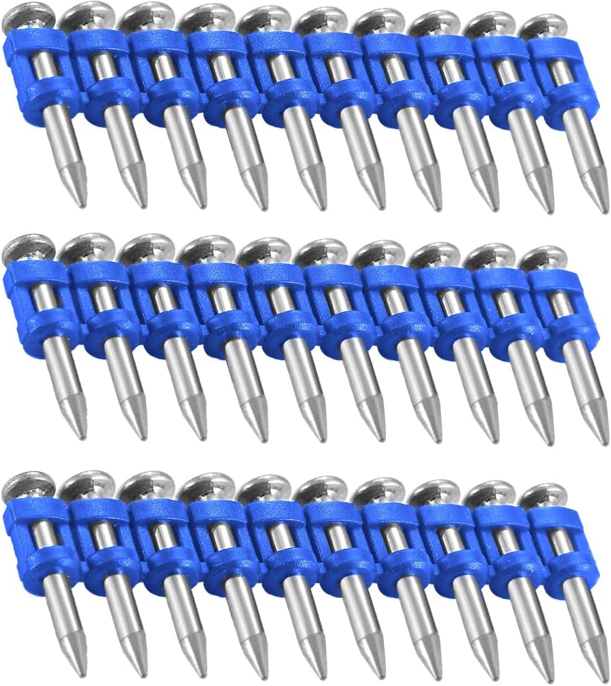 meite MTSD-38 12 Gauge 1-1/2 Length .118 Shank Diameter Mechanical Galvanized Smooth Shank Plastic Collated Concrete and Steel Drive Pins for Concrete Framing Nailers 1000 PCS/Box (5 Boxes)