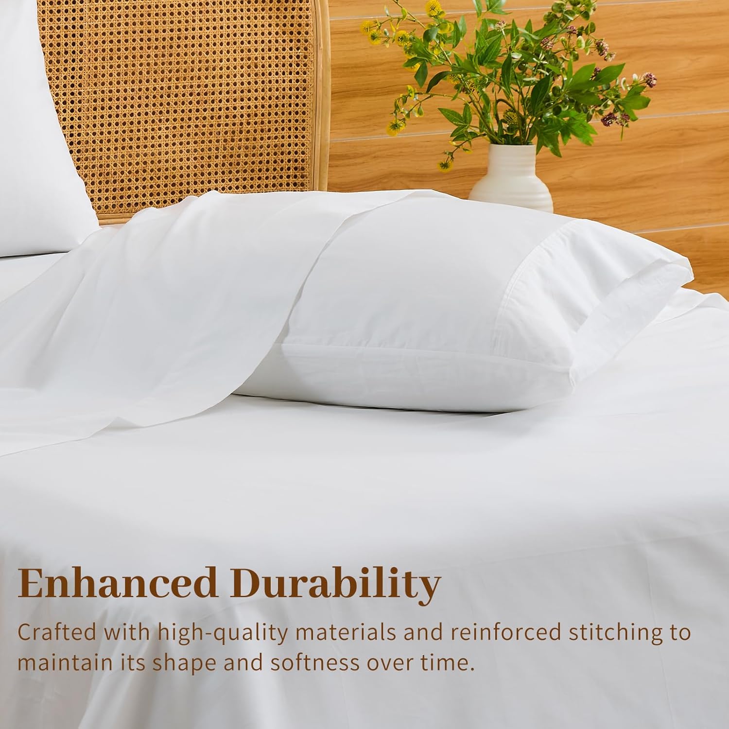 Bedlifes Deep Pocket Sheets 18-24 Inch, King Size Egyptian Cotton 1000 Thread Count, 4-Piece - Fits Extra Thick Mattresses, Cooling & Breathable (White) - Image 5