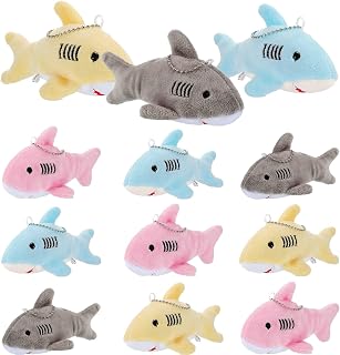 Chalyna Mini Shark Stuffed Animal Plush Keychain, No Light, Multicolor | 4.7 Inch, Mini Soft Toys, Cute Shark Plush, Ocean Animal Party Favors, Summer Kids Toys, Children's Day Birthday Baby Shower