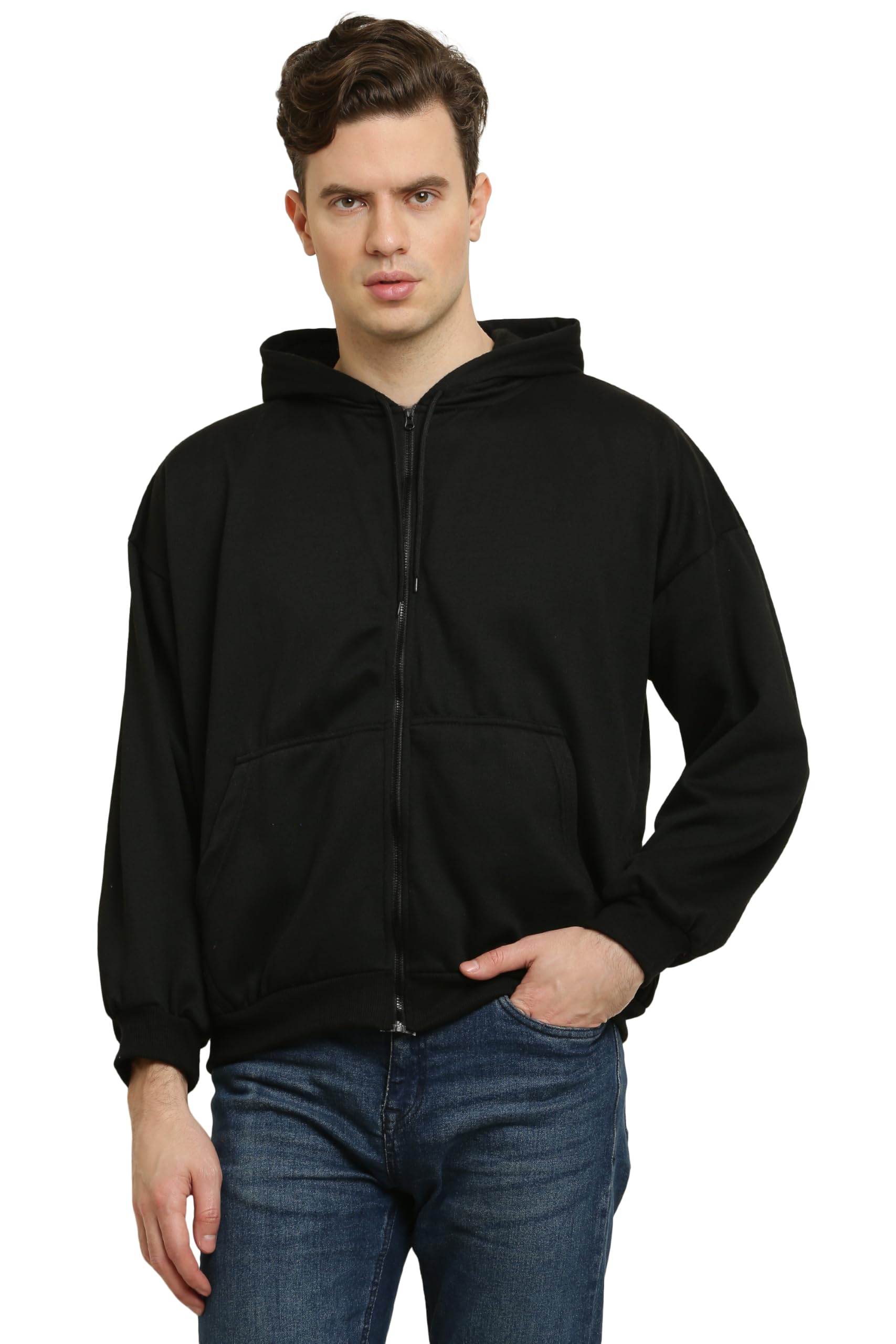 GLAMY Fleece Mens Zipper Oversized Fit Pocket Hoodie || 3XL to 10xl || (11 Colours) || Plus Size ||-picture-26