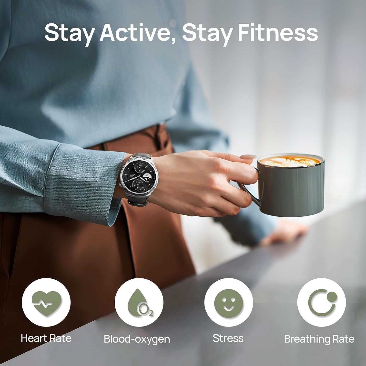 mibro Lite3 Pro Fitness Smart Watch for Men & Women, 1.32" AMOLED Display, 15-Day Battery Life, Bluetooth Calling, GPS Tracker with 150+ Sports Modes, for Running, Gym & Everyday Use (Khaki Gray)