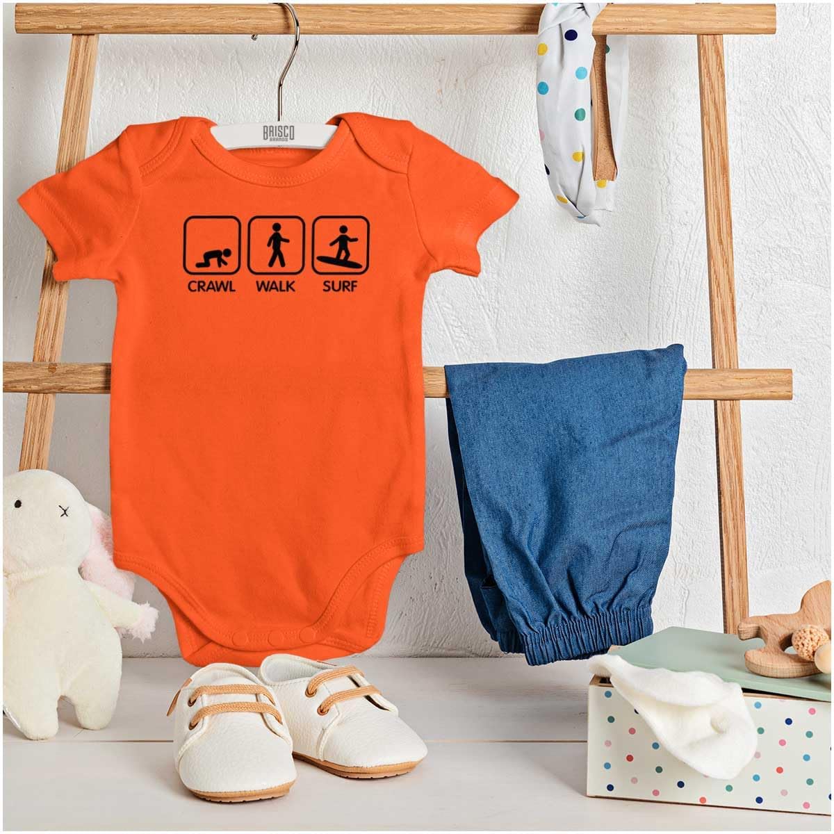 Brisco Brands Crawl Walk Surf Baby Romper Boys or Girls