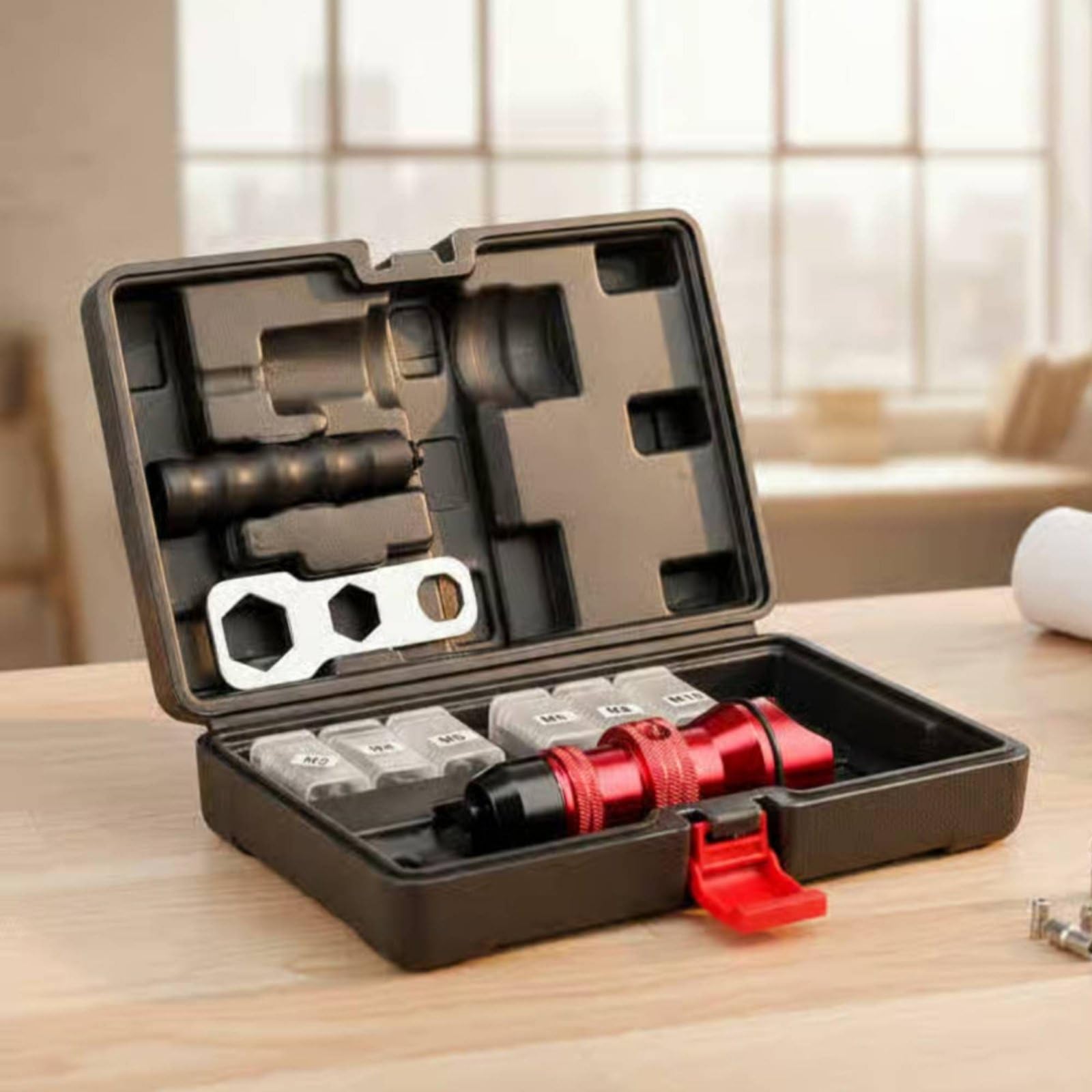 Adattatore Rivetti Elettrico Kit di Utensili per Rivetti Mandrini E Inserti Multipli Impugnatura Antiscivolo Corpo Robusto in Acciaio Funzione di