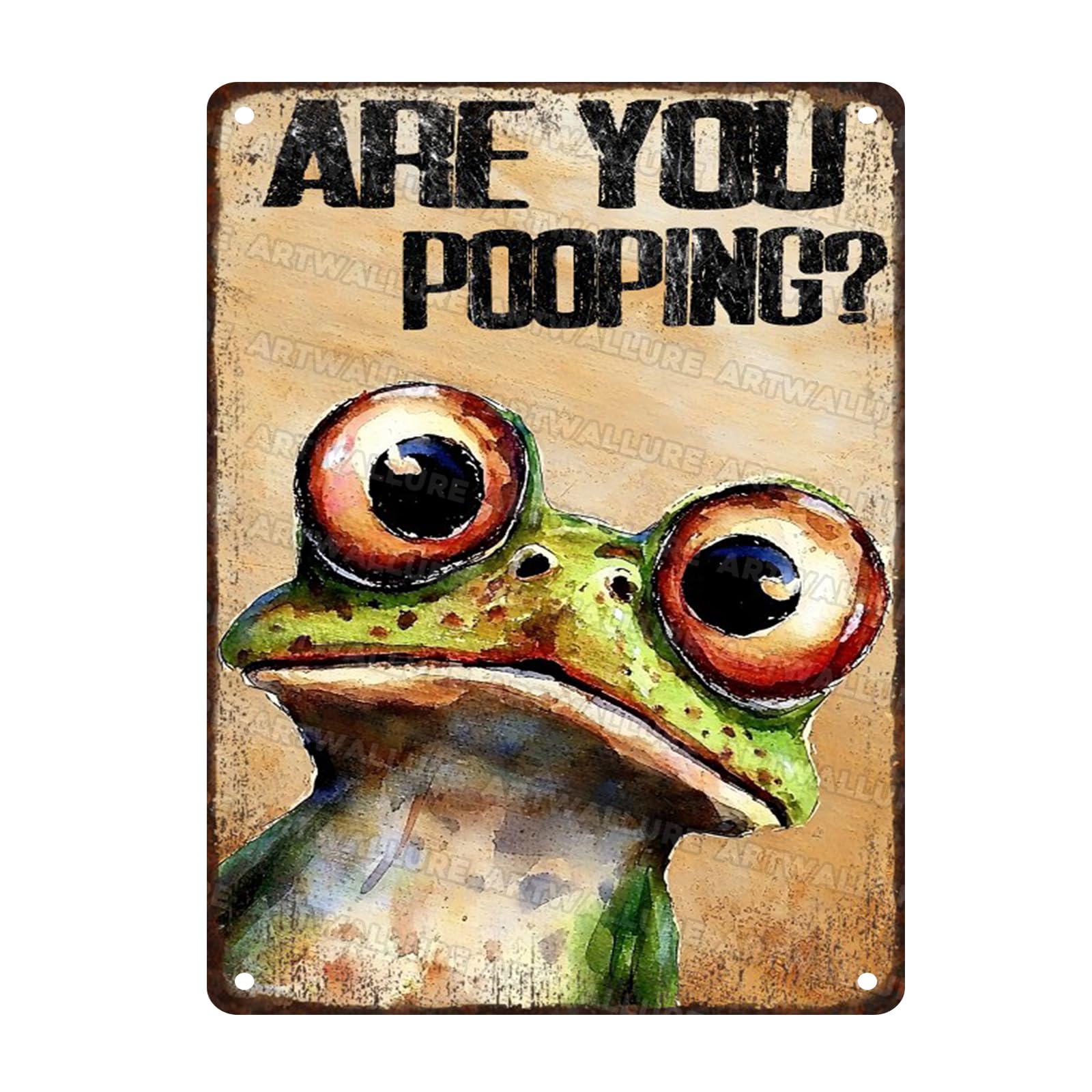 Frog Wall Art Are You Pooping? Metal Sign 12x16 Inch Vintage Humorous Bathroom Decor for Toilet Restroom