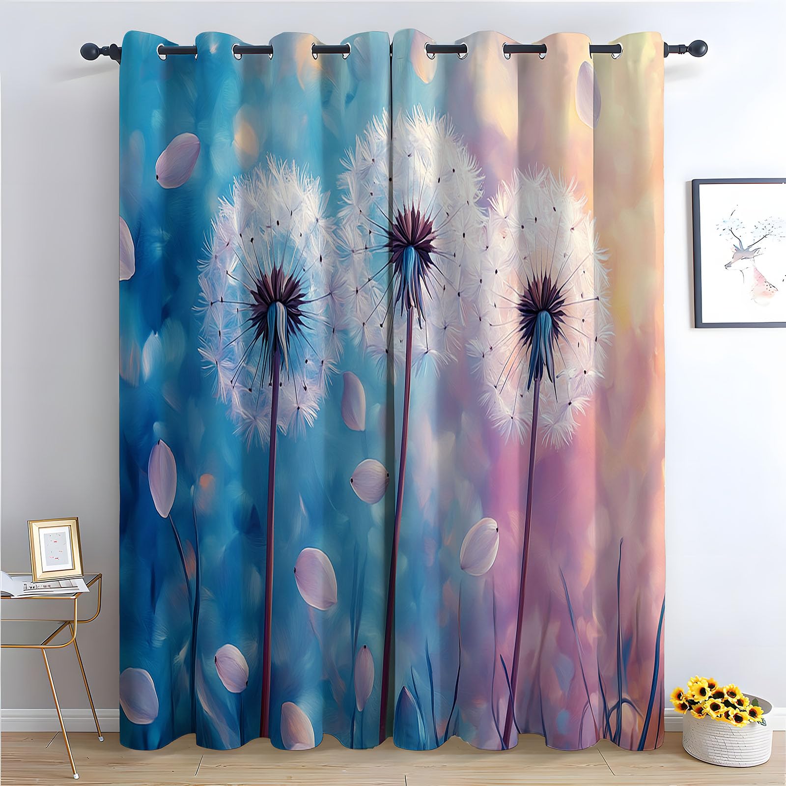 Rideau pour chambre à fleurs de pissenlit blanc salon 140x180cm