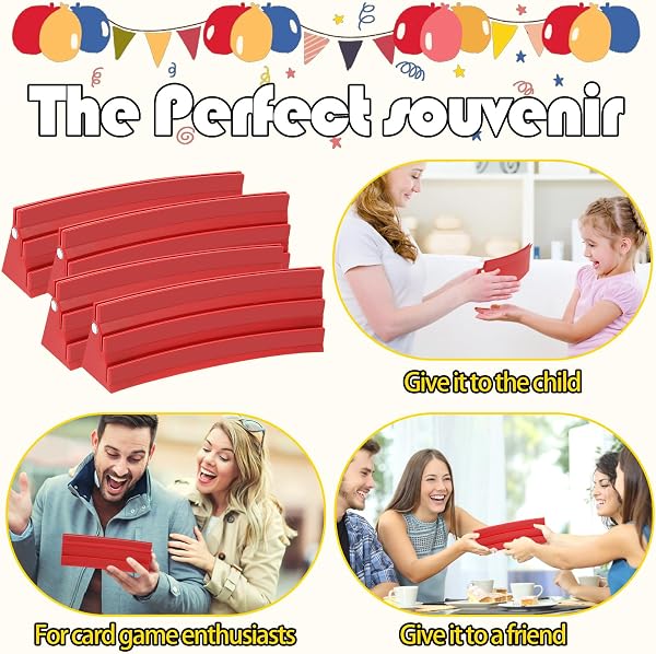 Gatphy 4 Stück Kartenhalter Spielkarten 3 Rampen Spielkartenhalter zum Hinstellen Stackbar mit Magnetische Montage Spielkartenhalter Poker/UNO für Senioren Kinder Arthritis Feiern (Rot) - 4