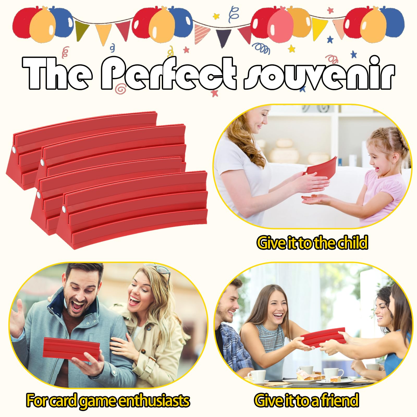 4 supporti per carte da gioco, 3 rampe per carte da gioco, impilabili, con montaggio magnetico, per anziani e bambini, artrite