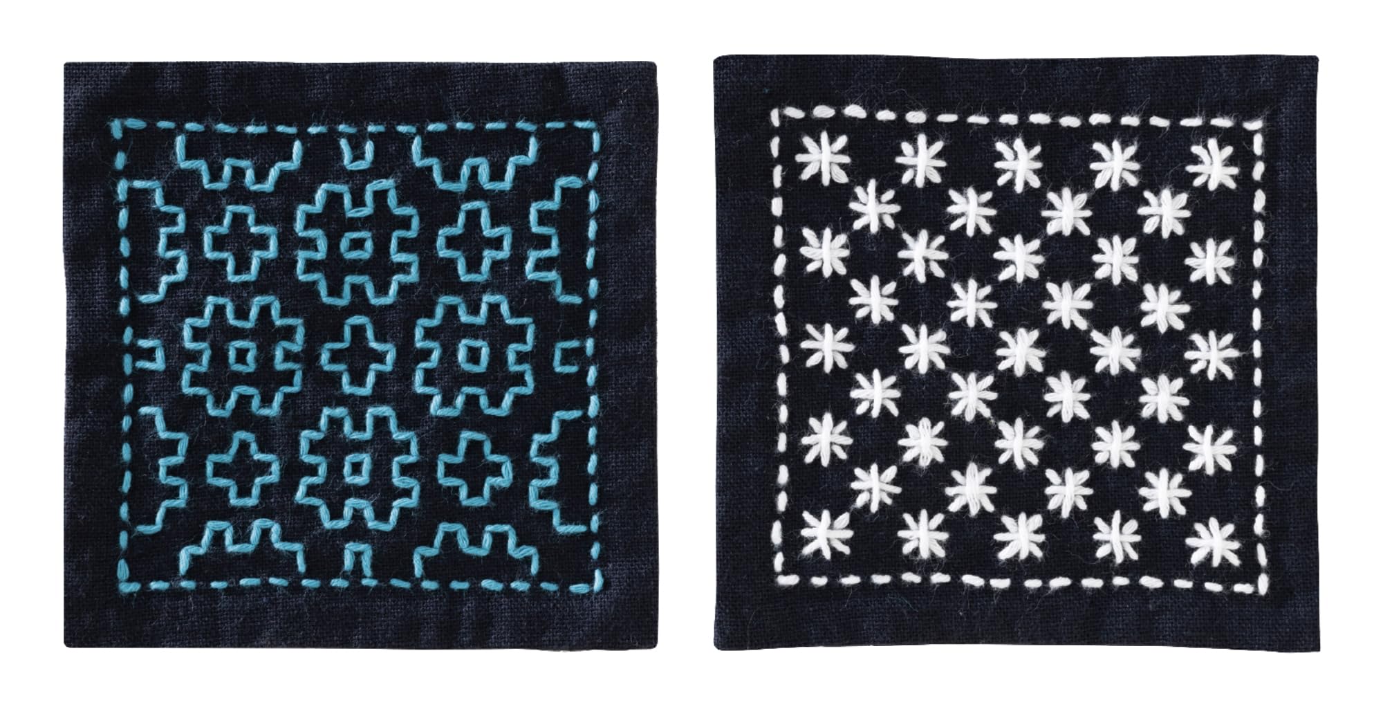 Olympus Sashiko Kit Straight Stitch Only Easy Single Stitch Starter Kit (Makes 2 Coasters) Igata Rice Stitch SK-479